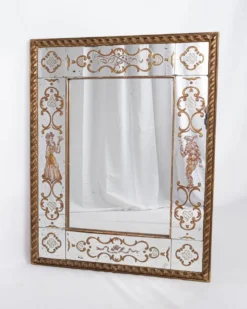 Miroir italien en verre églomisé, à parecloses, début XXe siècle