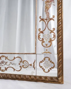 Miroir italien en verre églomisé, à parecloses, début XXe siècle