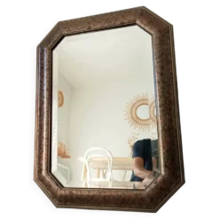 Miroir Italien octogonale biseauté style Hollywood Regency années 70/80