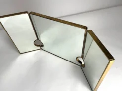 Miroir italien triptyque en laiton, années 1950