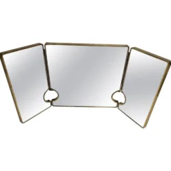 Miroir italien triptyque en laiton, années 1950