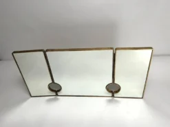 Miroir italien triptyque en laiton, années 1950