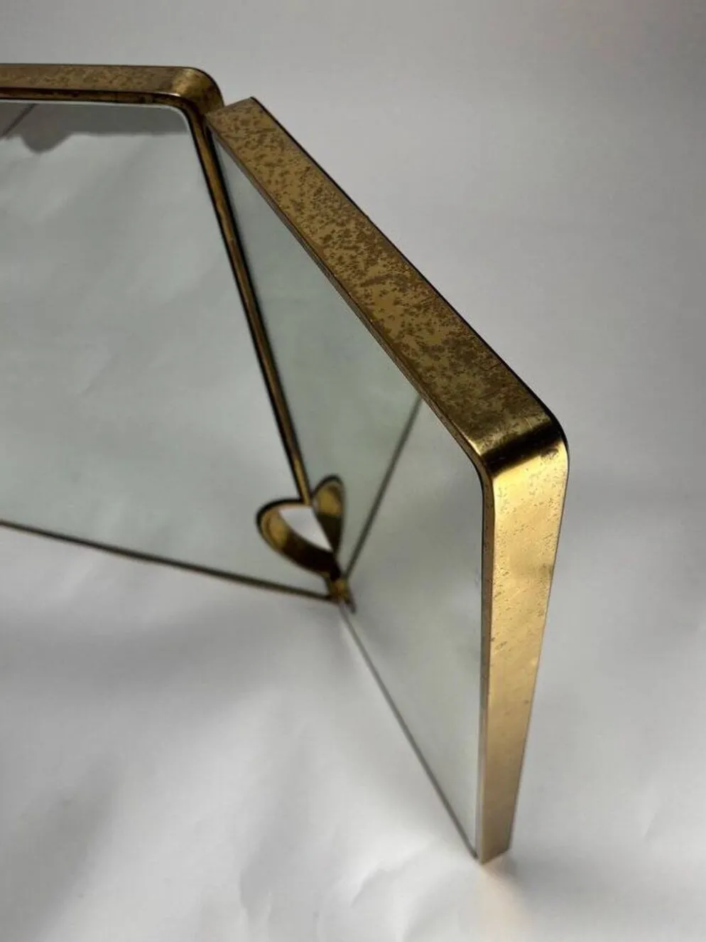 Miroir italien triptyque en laiton, années 1950