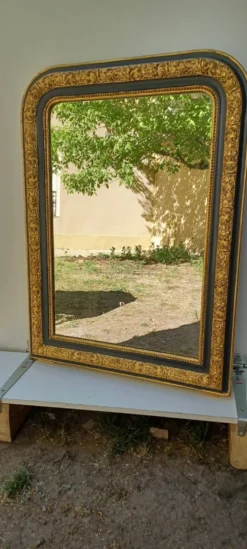 Miroir louis-philippe dore et patine gris vers 1890