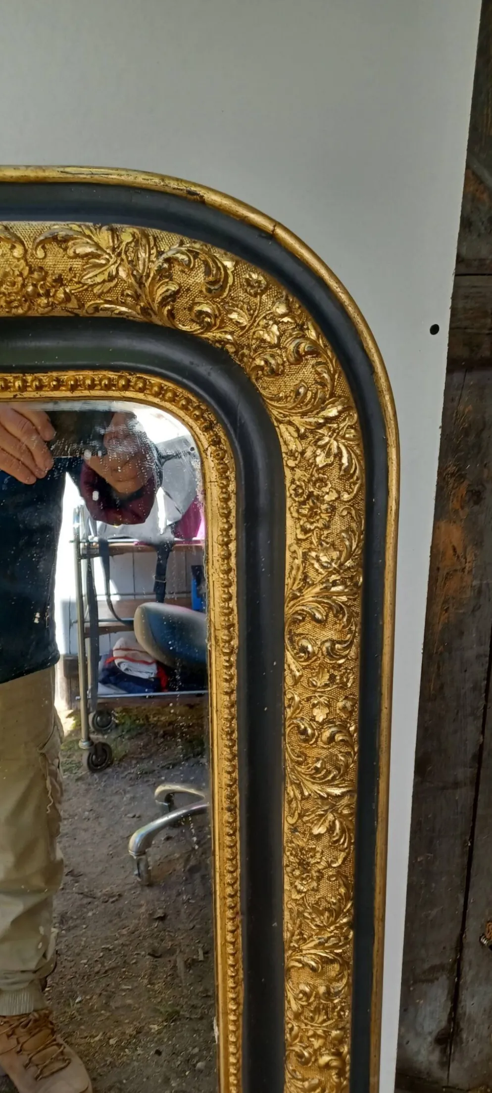 Miroir louis-philippe dore et patine gris vers 1890