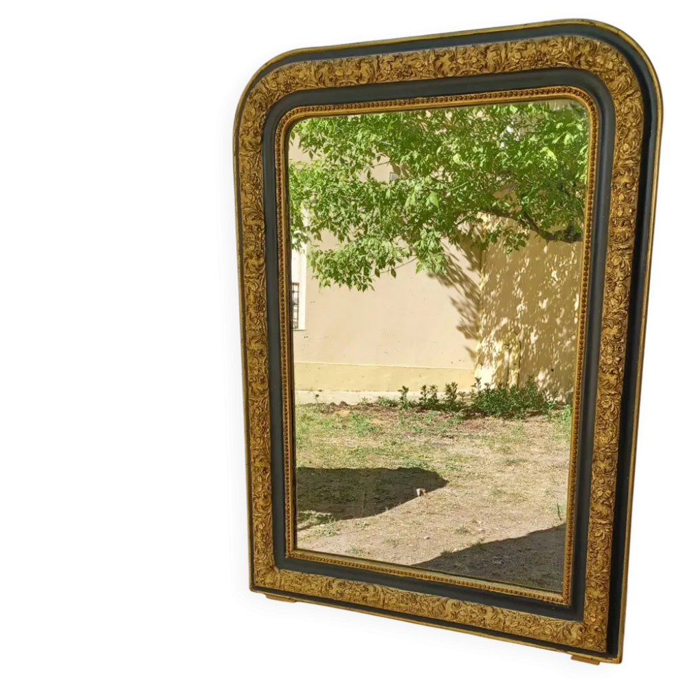 Miroir louis-philippe dore et patine gris vers 1890