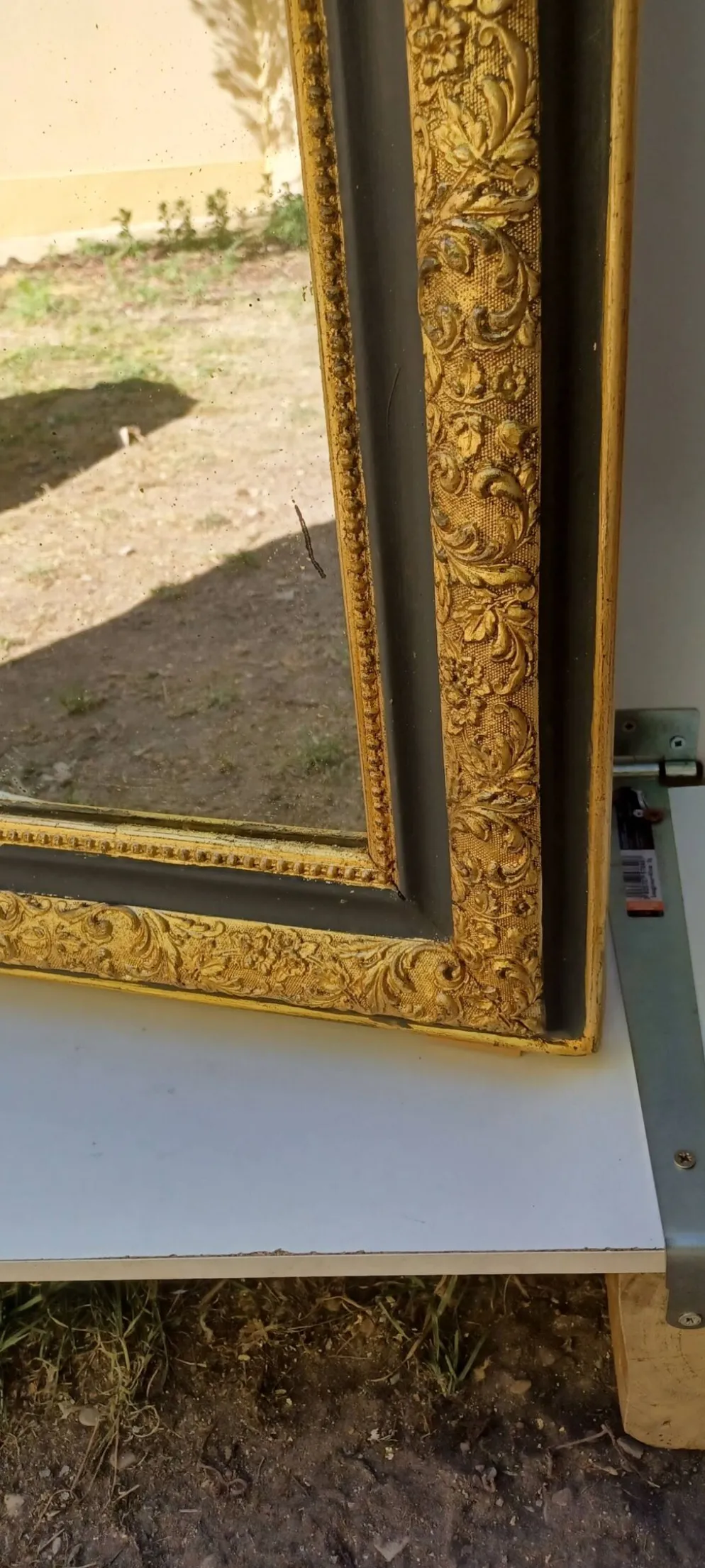 Miroir louis-philippe dore et patine gris vers 1890