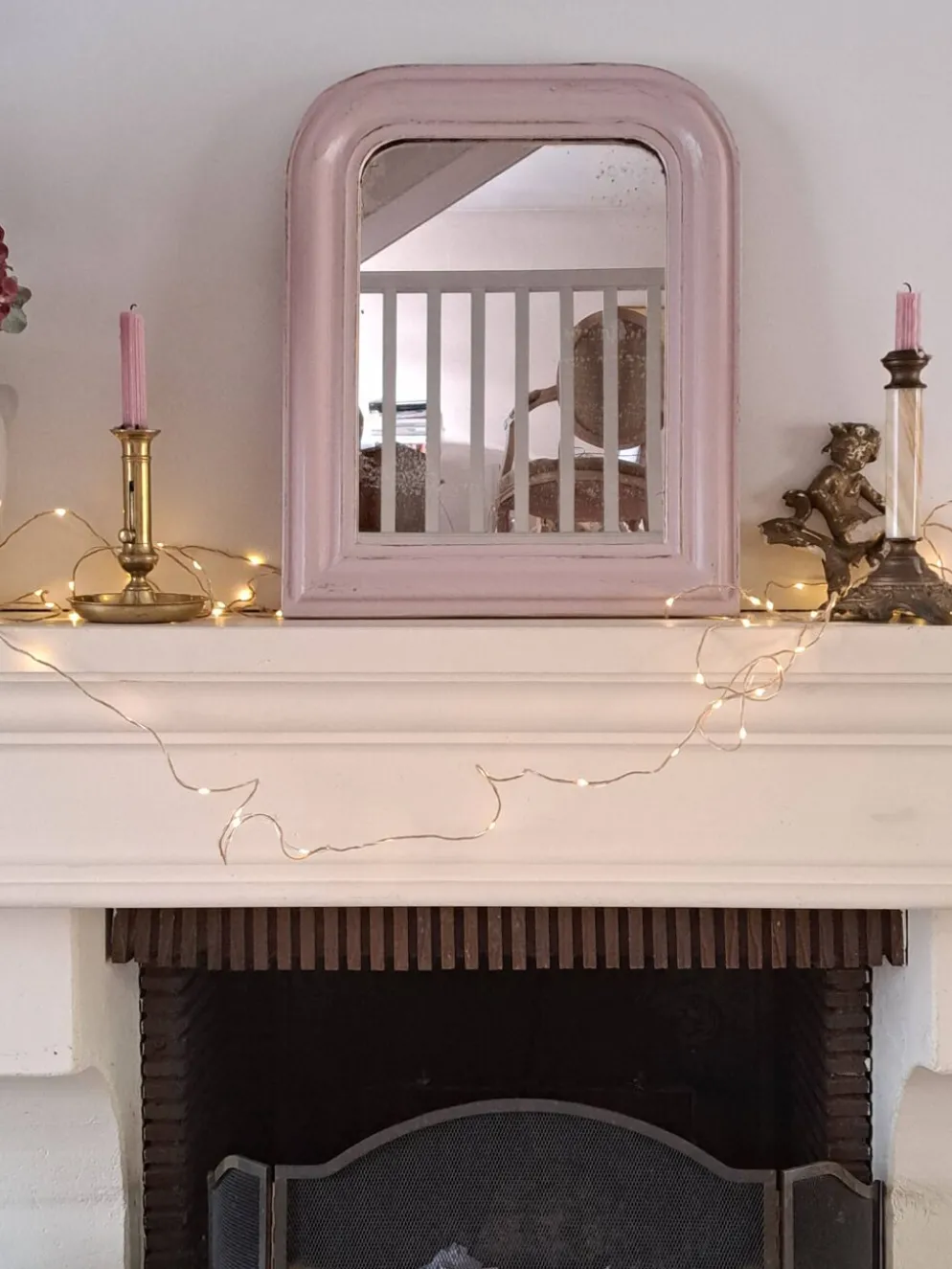 Miroir Louis Philippe rose poudré
