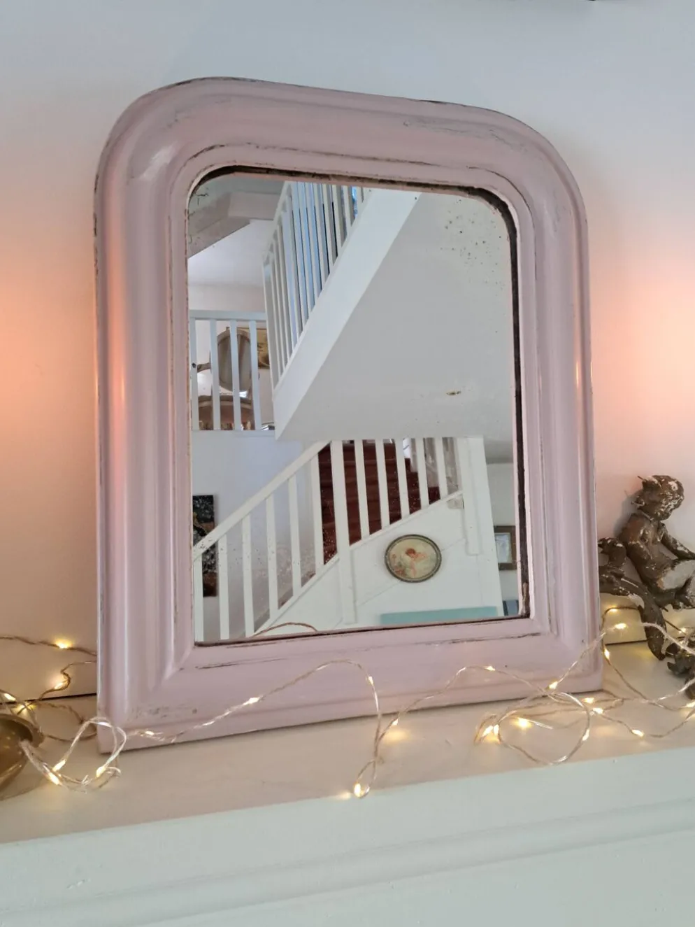 Miroir Louis Philippe rose poudré