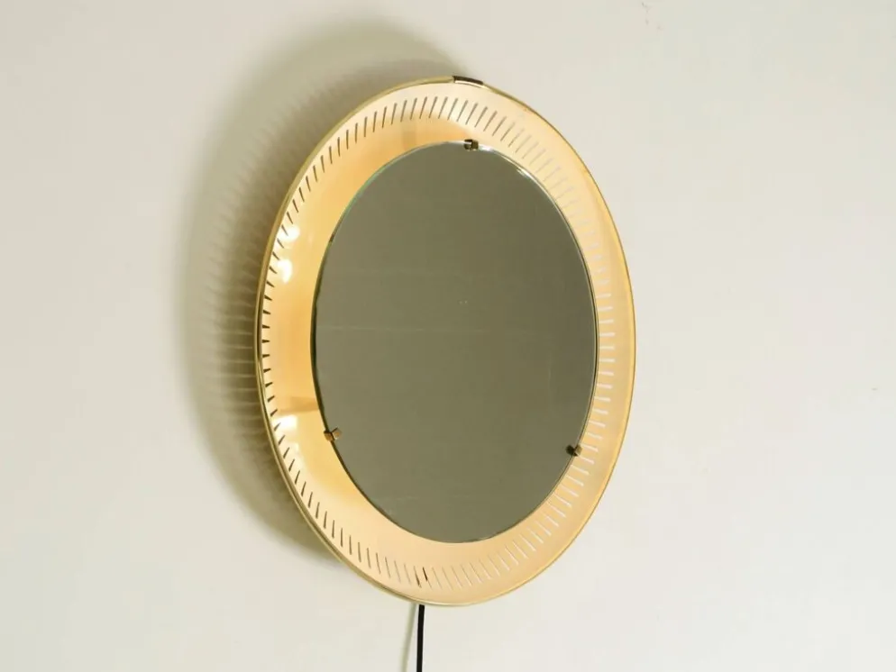 Miroir lumineux en métal Hillebrand, années 1960