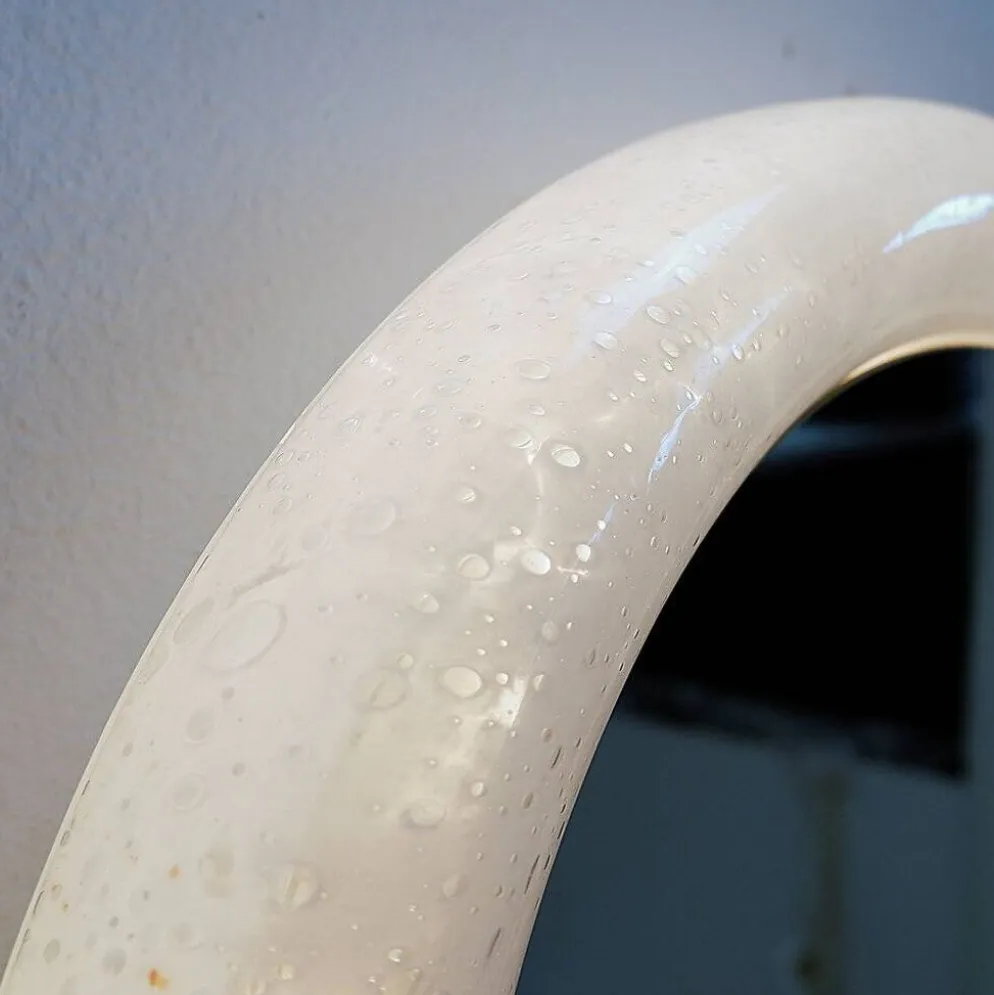 Miroir lumineux vintage en verre bullé par Limburg - Années 1970