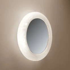 Miroir lumineux vintage en verre bullé par Limburg - Années 1970