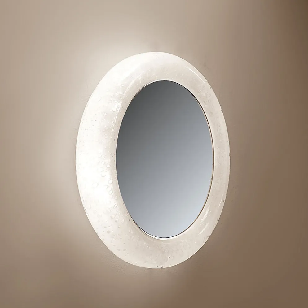 Miroir lumineux vintage en verre bullé par Limburg - Années 1970