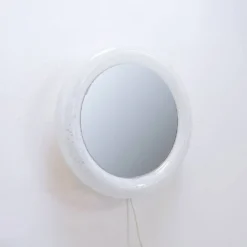 Miroir lumineux vintage en verre bullé par Limburg - Années 1970