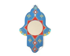 Miroir Marocain en bois peint en forme de main, années 70