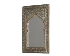 Miroir Marocain rectangulaire en laiton évoquant une portes, années 70