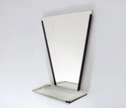 Miroir Mathieu Matégot avec étagère perforée – Artimeta, années 1960