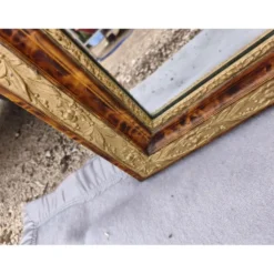 Miroir 19ème faux bois et stuc doré