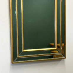 Miroir moderne du milieu du siècle avec cadre en laiton superposé, années 1980