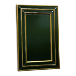 Miroir moderne du milieu du siècle avec cadre en laiton superposé, années 1980