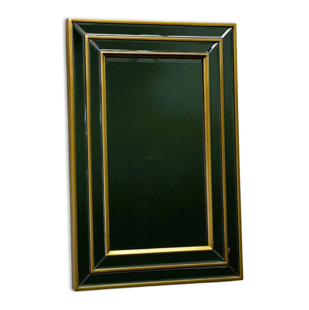 Miroir moderne du milieu du siècle avec cadre en laiton superposé, années 1980