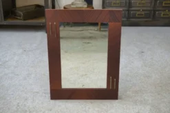 Miroir moderniste en placage d'acajou 1950's