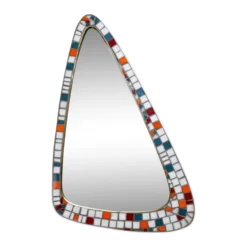 Miroir mosaïque et laiton, forme libre, Hollande, 50’s.