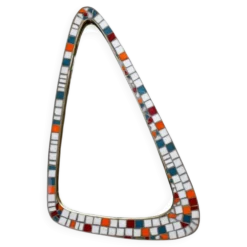 Miroir mosaïque et laiton, forme libre, Hollande, 50’s.