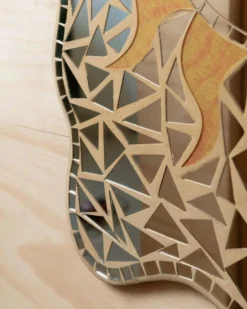 Miroir mosaïque vintage motif soleil - Pièce unique Italie années 1970 - Beaux détails, très décoratif, style bohème, idée cadeau