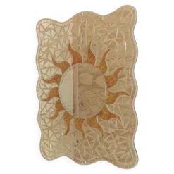 Miroir mosaïque vintage motif soleil - Pièce unique Italie années 1970 - Beaux détails, très décoratif, style bohème, idée cadeau