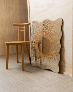 Miroir mosaïque vintage motif soleil - Pièce unique Italie années 1970 - Beaux détails, très décoratif, style bohème, idée cadeau