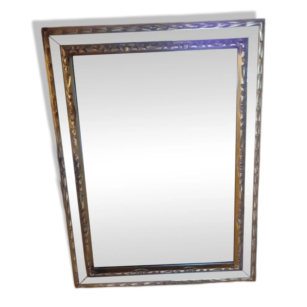 Miroir mural ancien en bois doré – glace Saint-Gobain