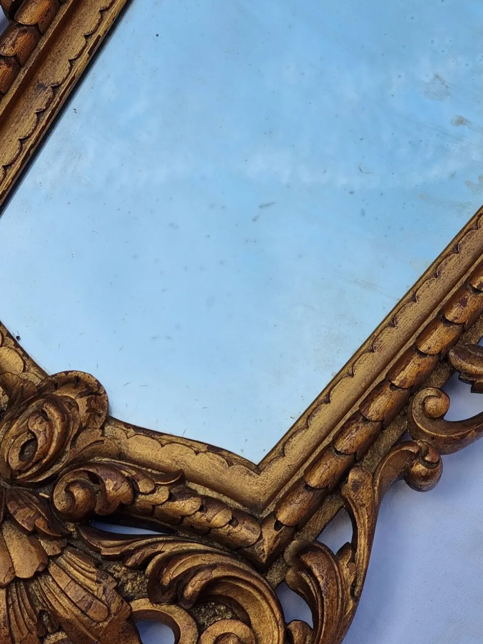 Miroir mural ancien en bois sculpté doré, style Louis XV, XIXe, 98 x 57 cm