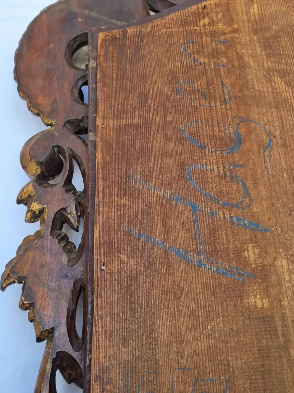 Miroir mural ancien en bois sculpté doré, style Louis XV, XIXe, 98 x 57 cm