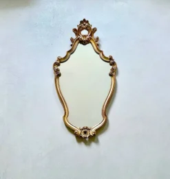 Miroir mural ancien, miroir baroque, miroir en bois doré