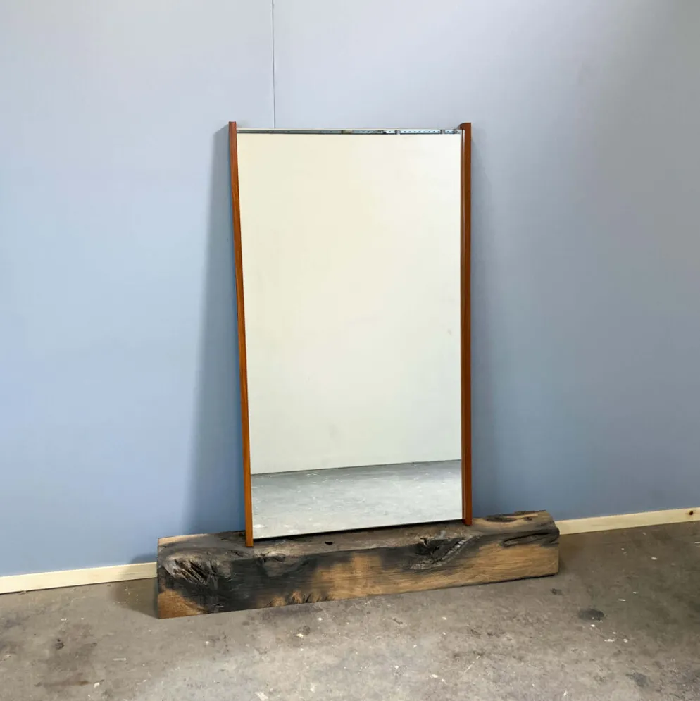 Miroir mural avec cadre en teck, années 1960