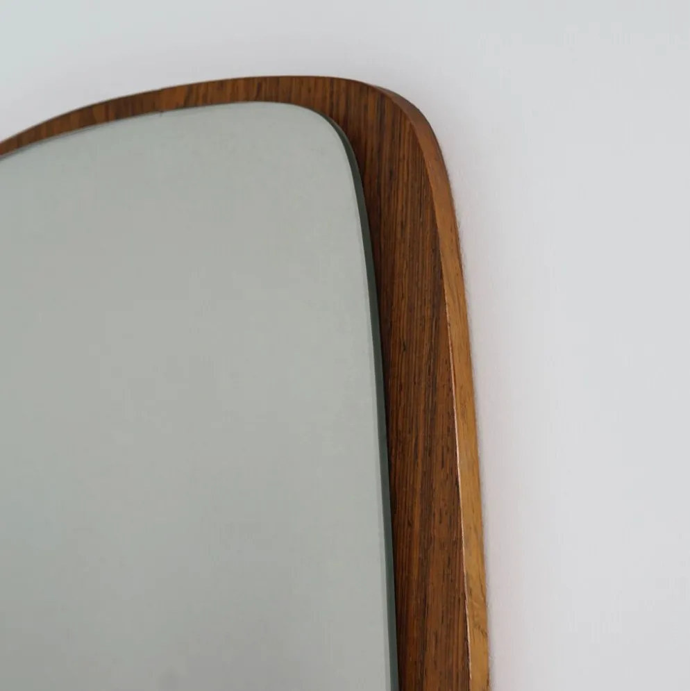 Miroir mural danois en teck, années 1960