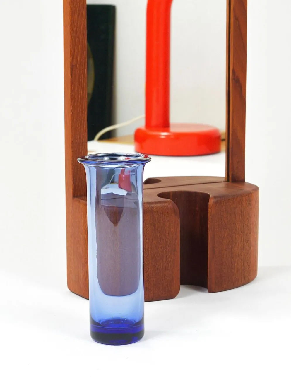 Miroir mural danois Jacob Hermann & Per Lütken et vase en verre Holmegaard, 1960s