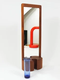 Miroir mural danois Jacob Hermann & Per Lütken et vase en verre Holmegaard, 1960s