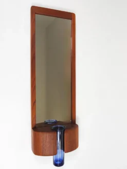 Miroir mural danois Jacob Hermann & Per Lütken et vase en verre Holmegaard, 1960s