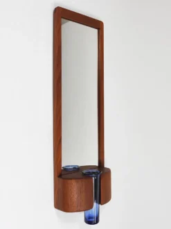 Miroir mural danois Jacob Hermann & Per Lütken et vase en verre Holmegaard, 1960s