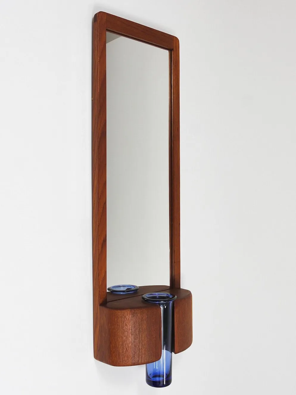Miroir mural danois Jacob Hermann & Per Lütken et vase en verre Holmegaard, 1960s