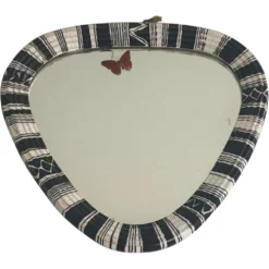 Miroir mural de petite taille, triangle rond en céramique noir et blanc, années 1950, Allemagne