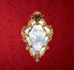 Miroir mural doré à parecloses style rococo Louis XV – années 50-60