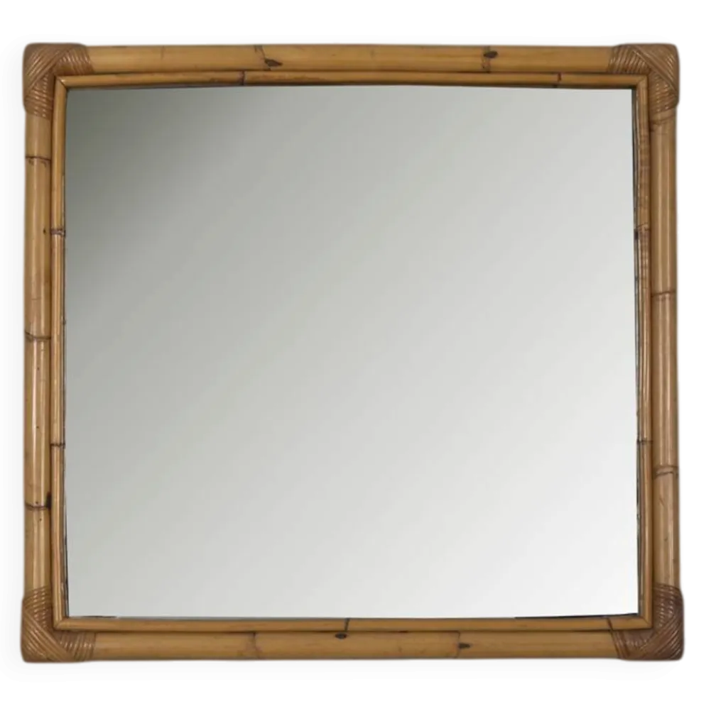 Miroir mural en bambou au design italien vintage des années 1960