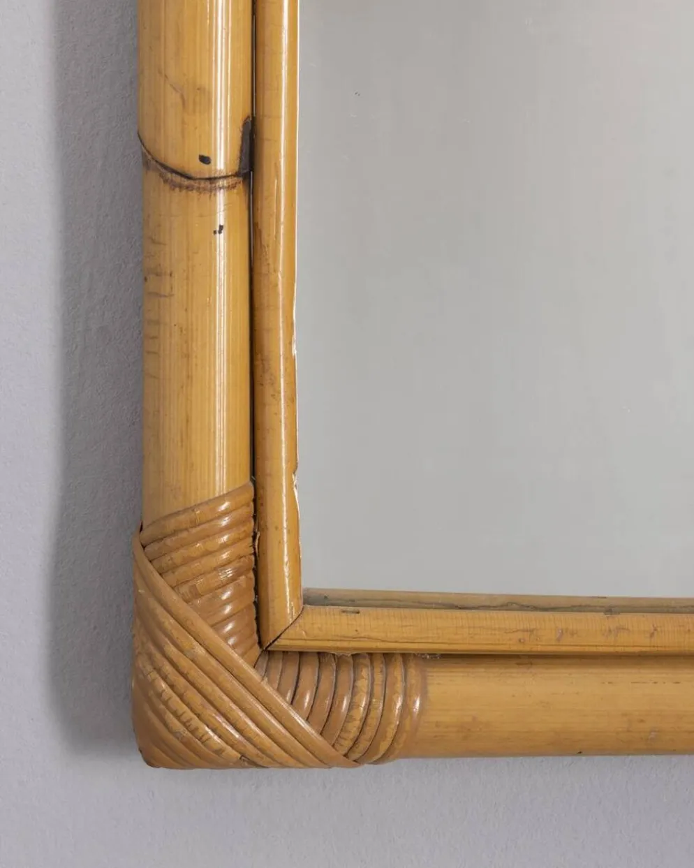 Miroir mural en bambou au design italien vintage des années 1960