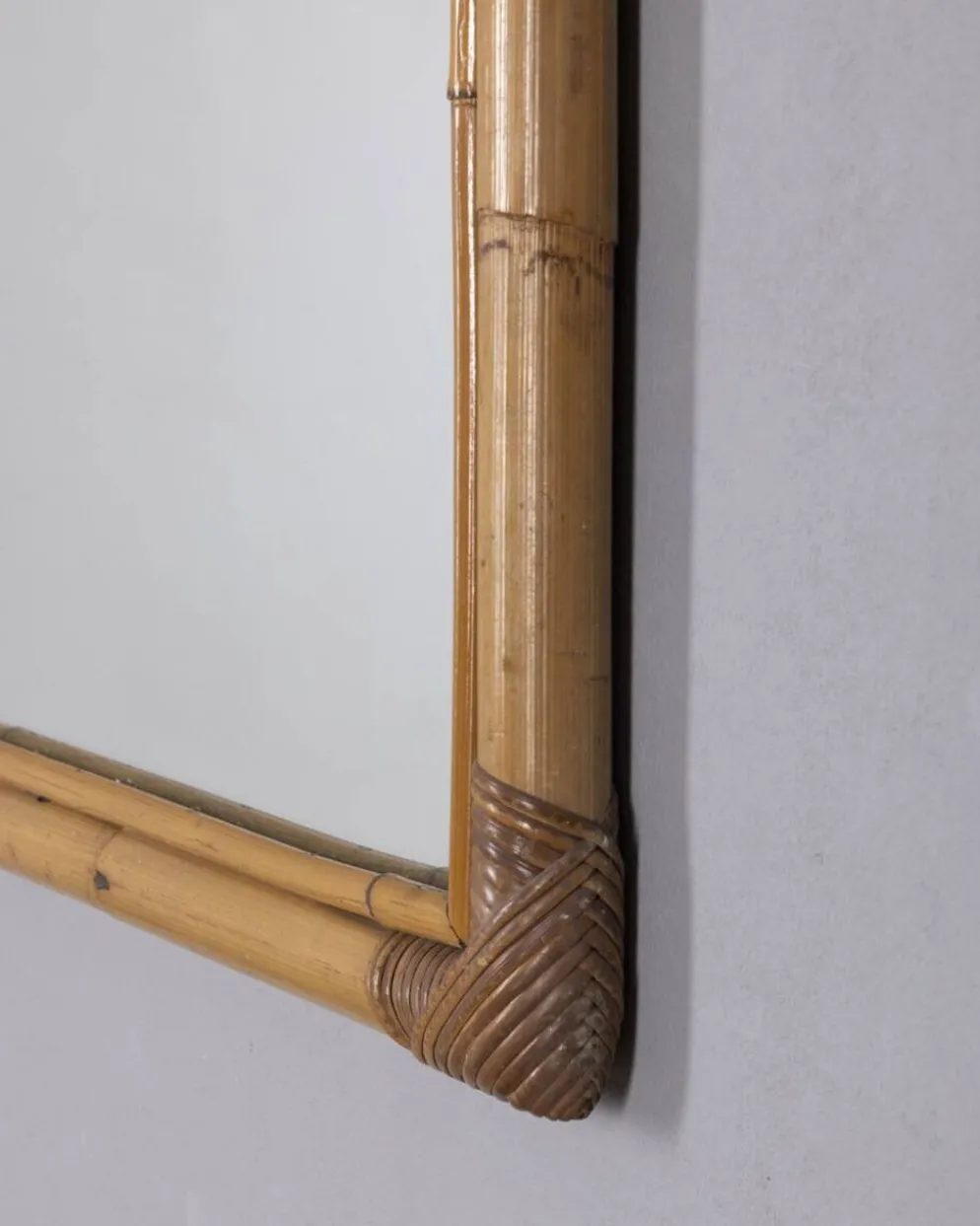 Miroir mural en bambou au design italien vintage des années 1960