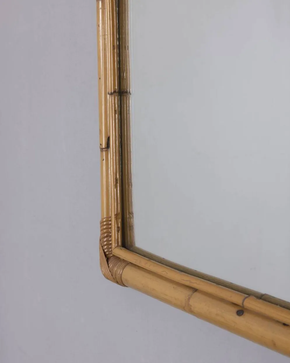 Miroir mural en bambou au design italien vintage des années 1960