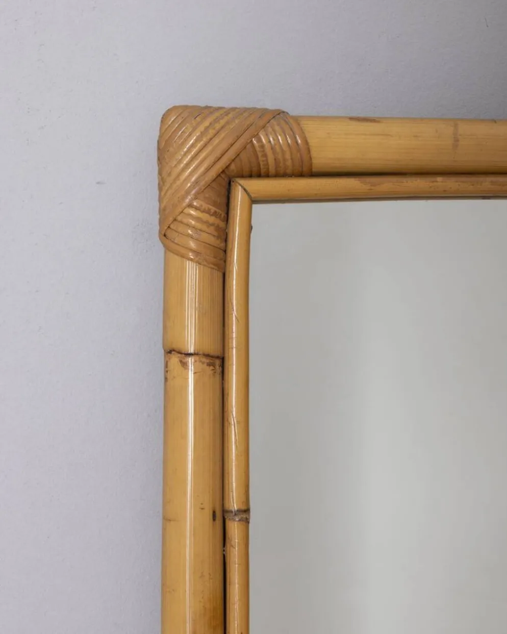 Miroir mural en bambou au design italien vintage des années 1960