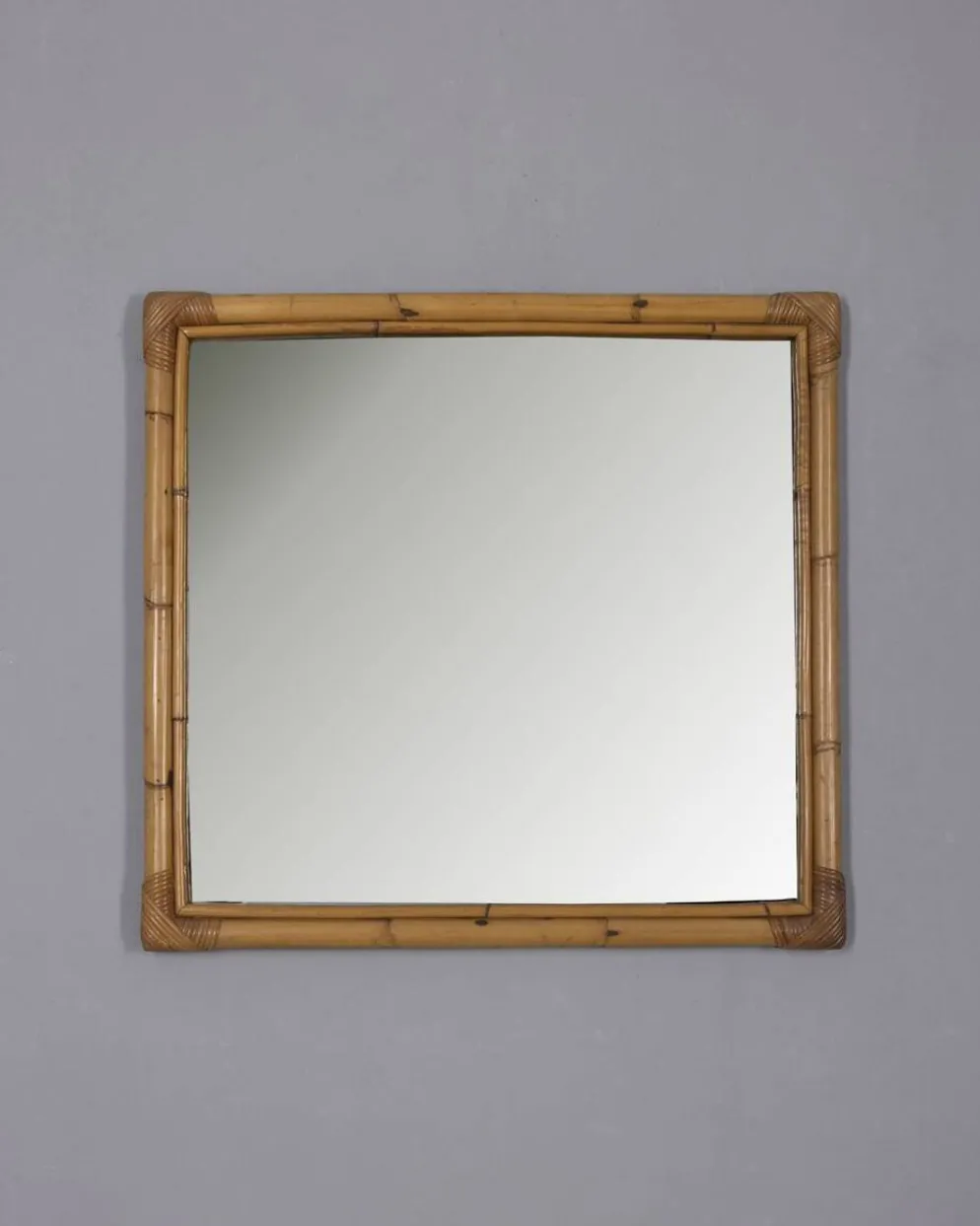 Miroir mural en bambou au design italien vintage des années 1960